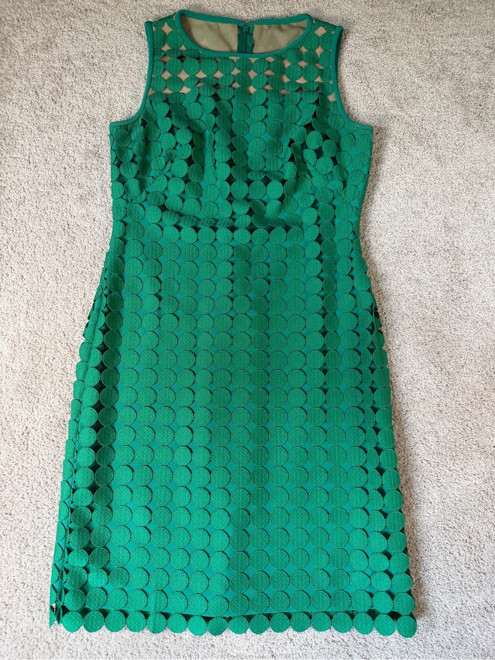Lauren by Ralph Lauren Women's Size 2 Shift Dress Green Geometric Lace‎ Overlay
